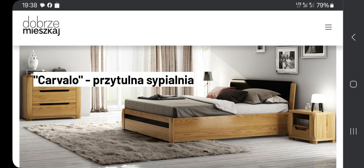 Łóżko komoda szafki nocne Paged Carvalo