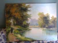 quadro a oleo 40x30 Manuel Ferreira pseud Franquelim 1927