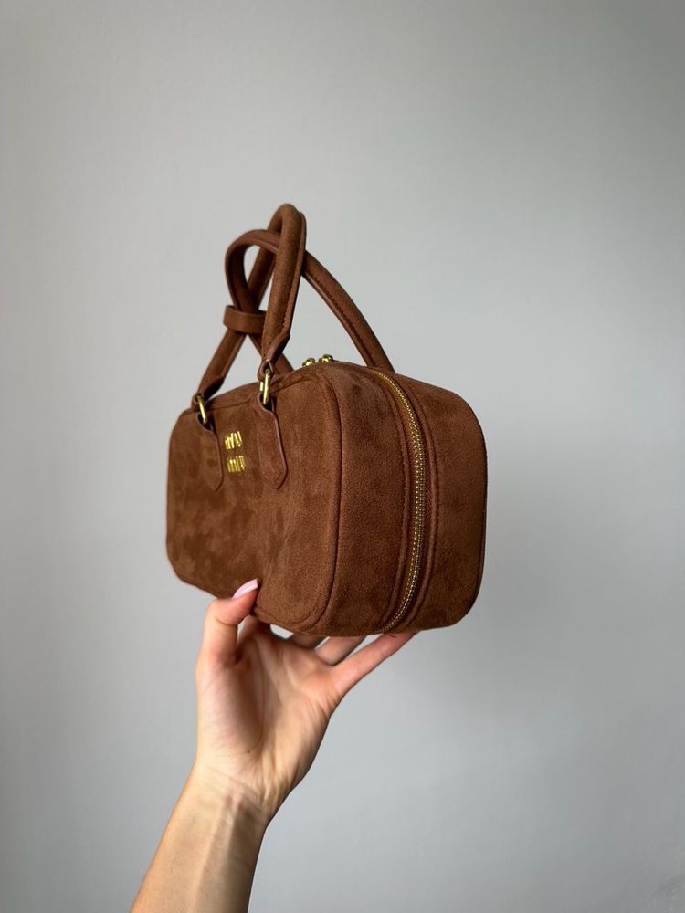 Torebka Miu Miu arcadie suede textile brown