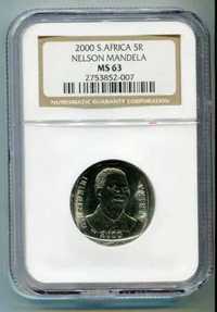 Moeda Encapsulada (NGC) MS63 do Nelson Mandela - Ano 2000
