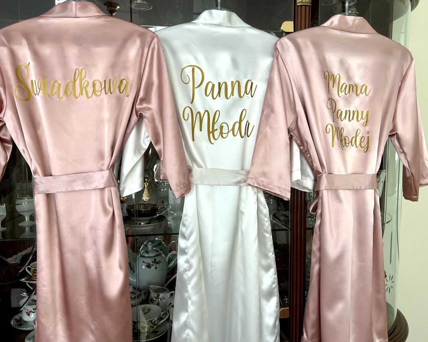 Zestaw trzech szlafroków Panna Młoda, Świadkowa, Mama Panny Młodej