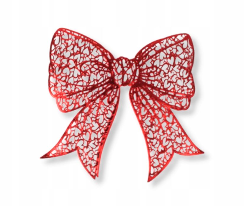 Świąteczna Podkładka Na Stół Kokardka Czerwona 38 Cm Ażurowa Mata