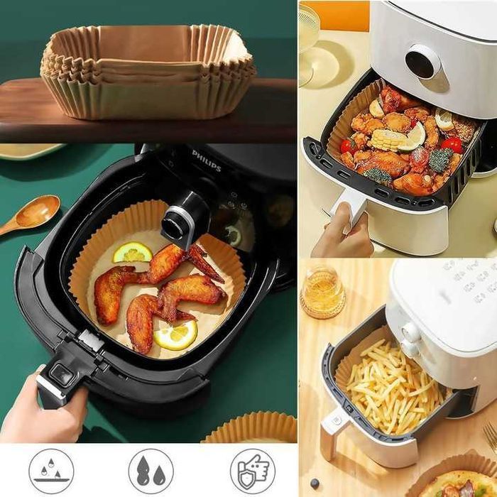 Wkład papierowy do frytkownicy beztłuszczowej Air fryer Kwadrat 50szt