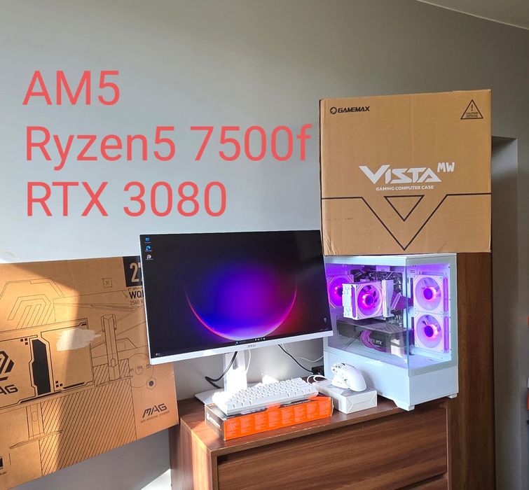 Jak NOWY zestaw am5,RTX3080,180hz,R5 7500f,DDR5 32gb