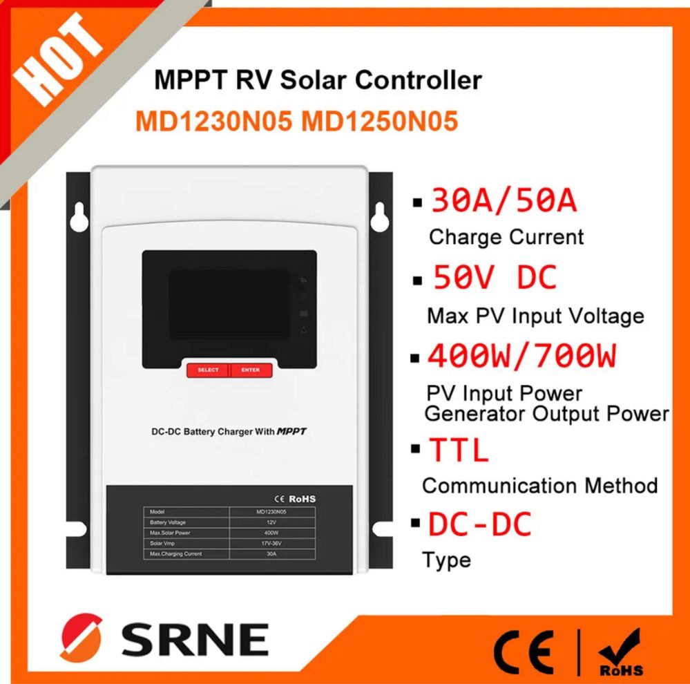 Controlador Solar MPPT 30A\50A 12V/24V