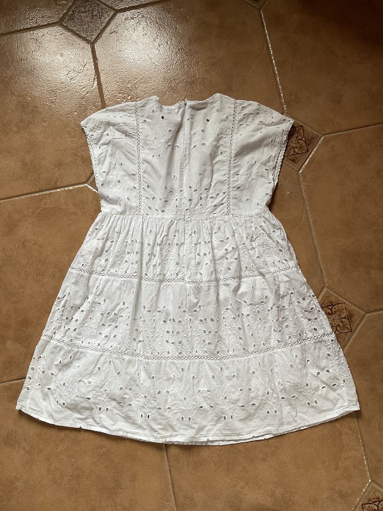 Biały Kombinezon Spodenki Sukienka Zara Boho S