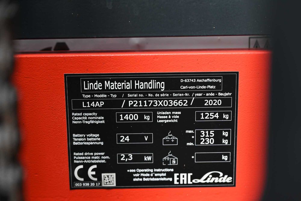 Paleciak elektryczny Linde L14 AP Triplex 480cm 1400kg 2020rok FHP 421