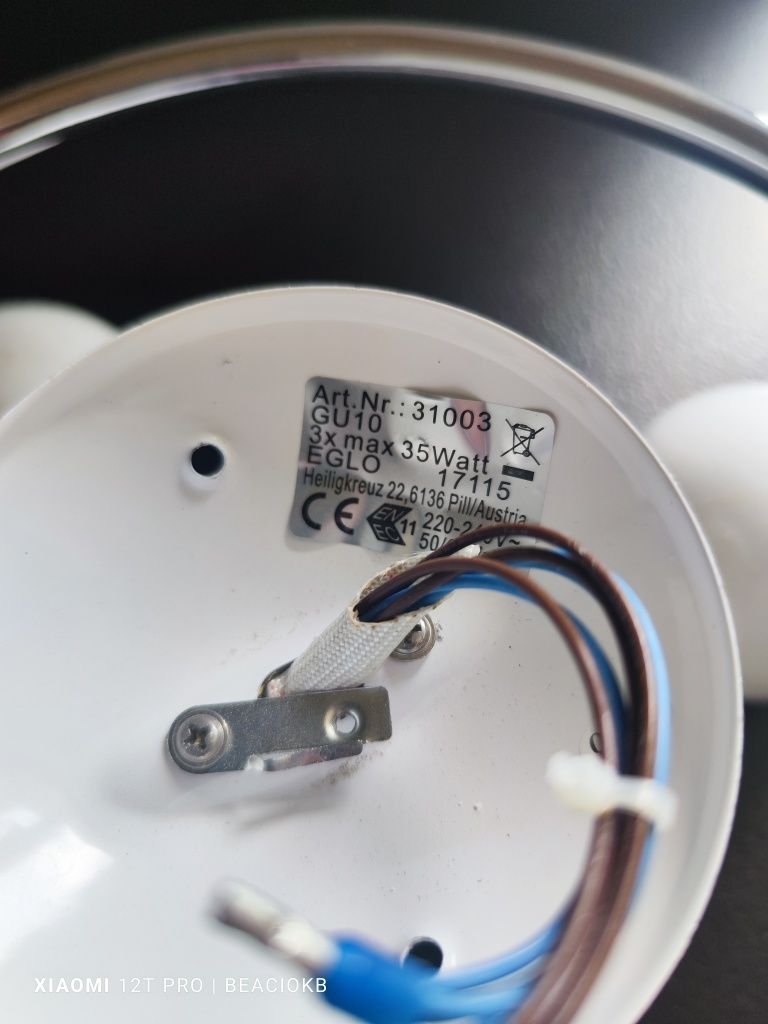 Lampa Sufitowa Bimeda Potrójna Spirala Chrom Z Białymi Kloszami