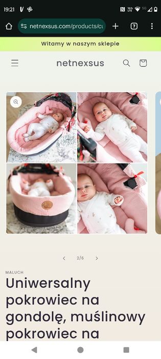 Nowy wkład do gondoli dla dziewczynki muślinowy