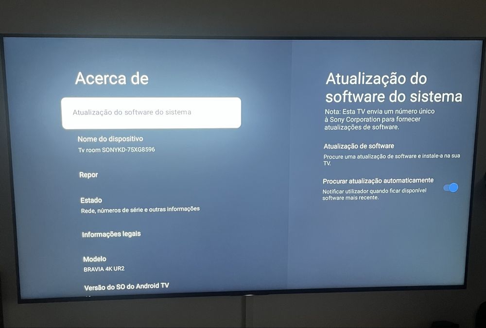 Televisao 75 inches Sony Bravia 4k