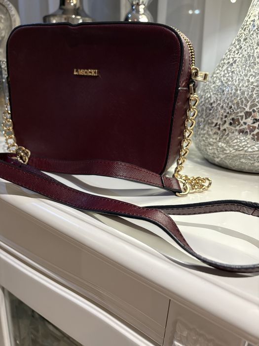 Bordowa skórzanna  torebka Lasocki