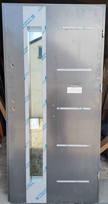 Drzwi wejściowe zewnętrzne Przeszklone INOX 90 prawe ANTRACYT nowe 72m