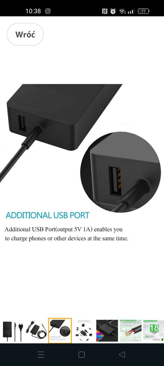 adapter zasilacz ładowarka kabel do ładowania zamiennik do Microsoft S