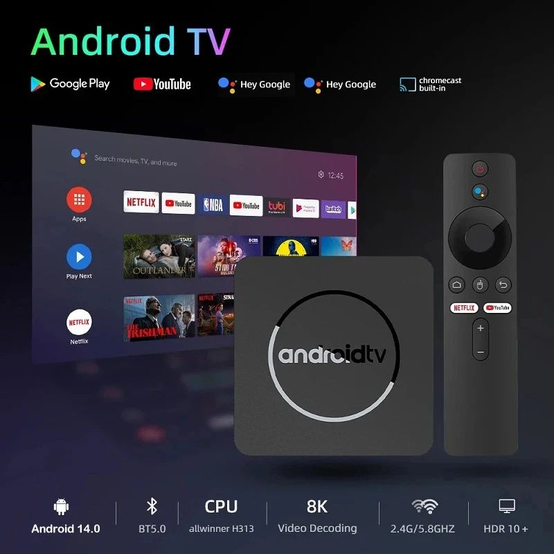 Android 14 * 4/64 Gb Приставка Смарт Set Top Q10 Smart Tv Box 8k,x96q