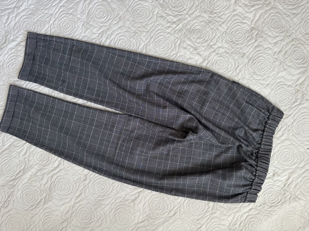 Pull&Bear 38 M spodnie w kratkę jesienne z wiązaniem