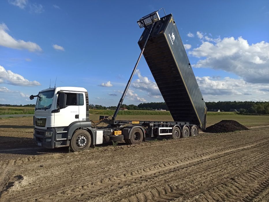 Usługi transportowe wywrotka 27t40m3 Kruszywa, Wapno, Zboża, węgiel.