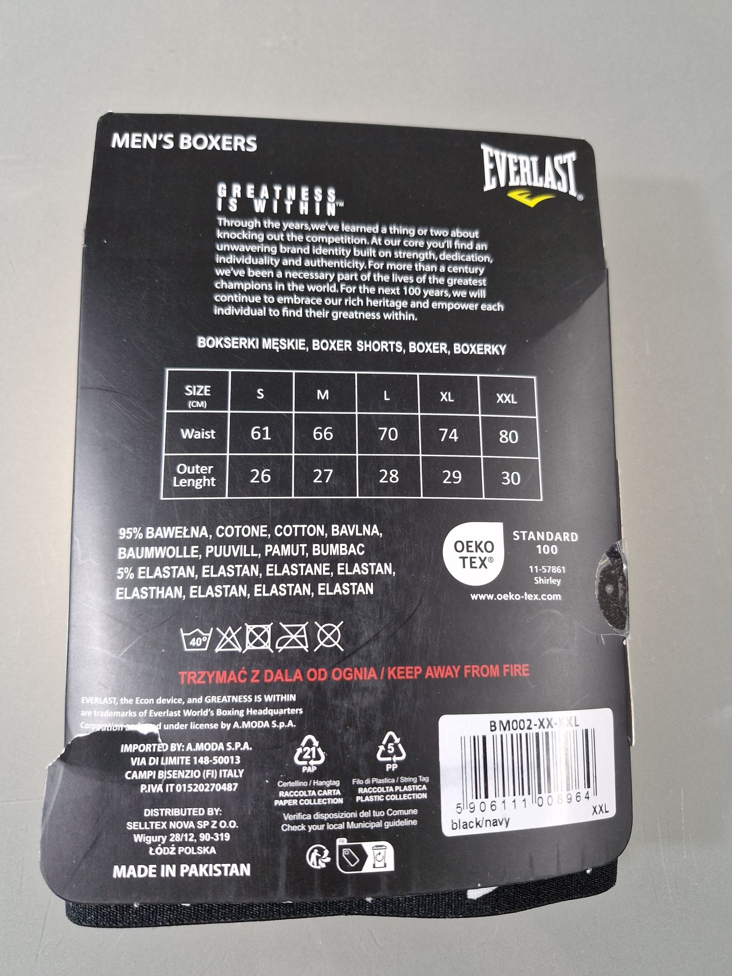 Everlast Bokserki Męskie Bawełniane Czarne/Granat 2 sztuki Rozmiar XXL