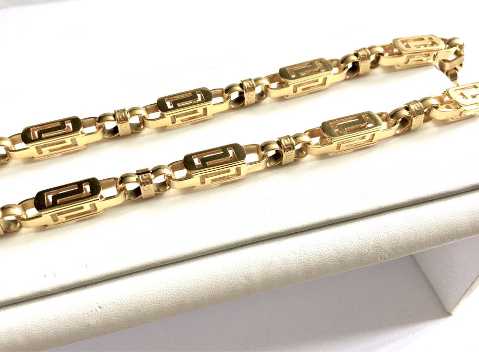 Złoty męski łańcuszek VERSACE 75cm•pozłacany wybita próba 0,750