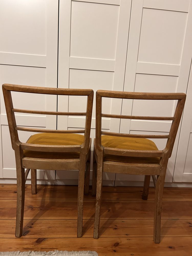2 krzesła fornirowane polskie art deco z 1938 vintage przedwojenne