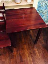 stół ciemne drewno, lakierowany