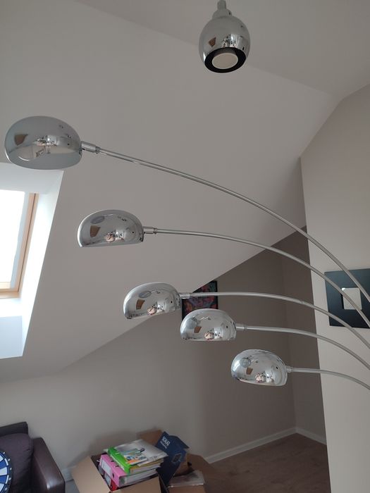 Lampa podłogowa z 5 lampkami srebrna