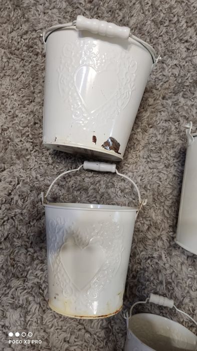 7 osłonki na doniczki zestaw metalowe różne wymiary