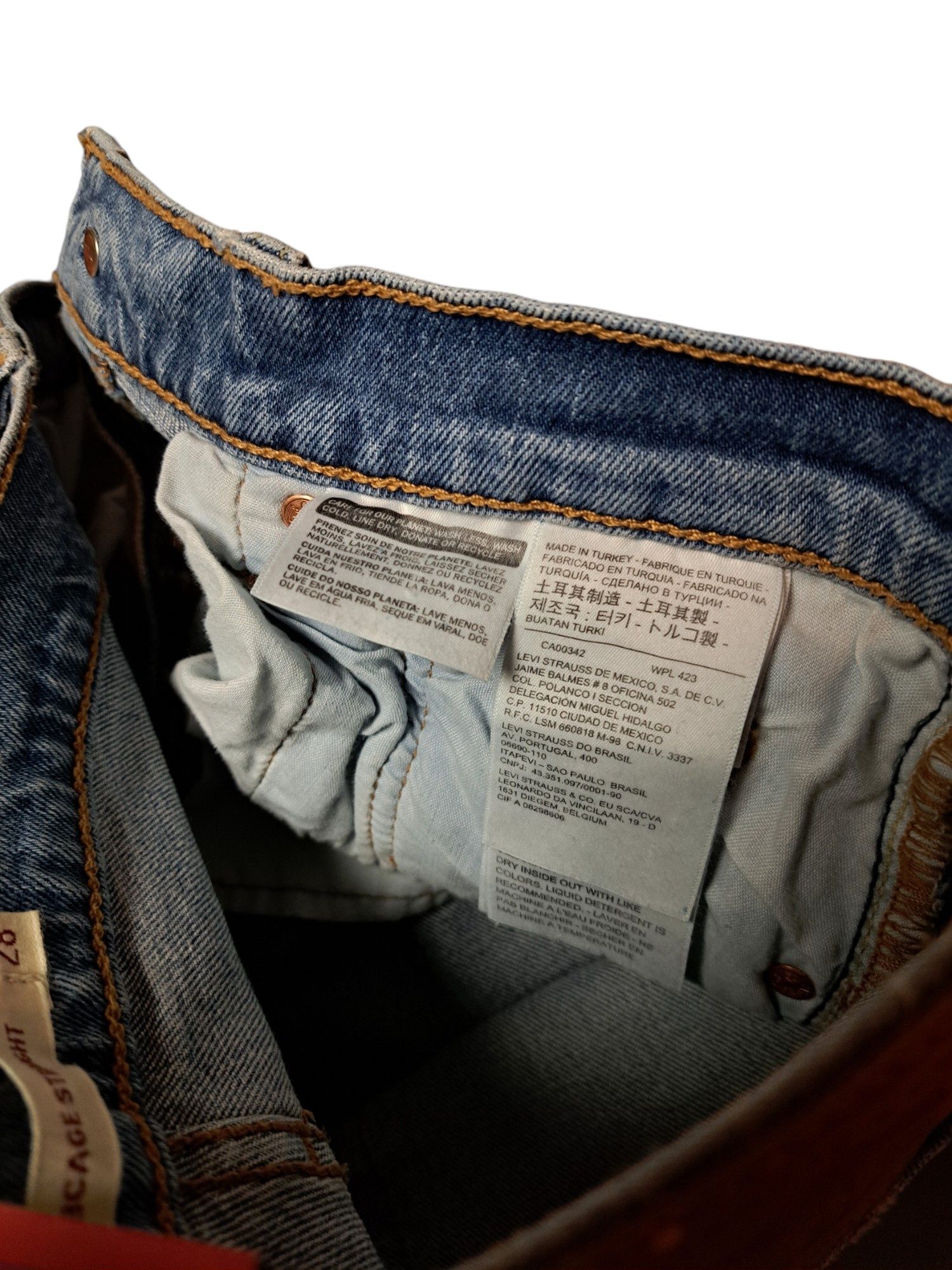 Piękne Spodnie Levi's Premium 28 Ribcage Straight dziura na kolanie