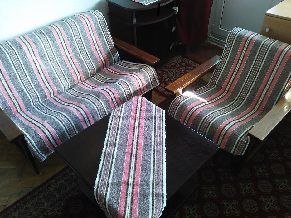 sofa 2os + fotel- KONTIKI komplet PRL;