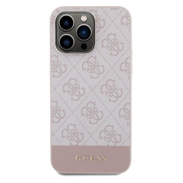 Guess Etui iPhone 14 Pro 6,1" Różowe Hardcase 4G Stripe Collection