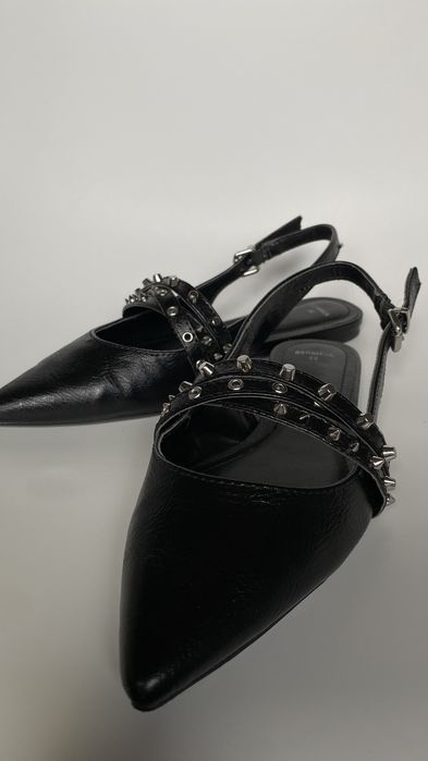 Balerinki bez pięty z ćwiekami baleriny buty na lato
