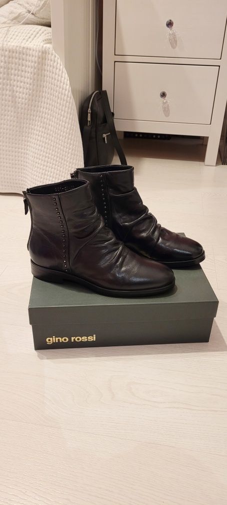 Botki czarne skóra r.38 GINO ROSSI NOWE