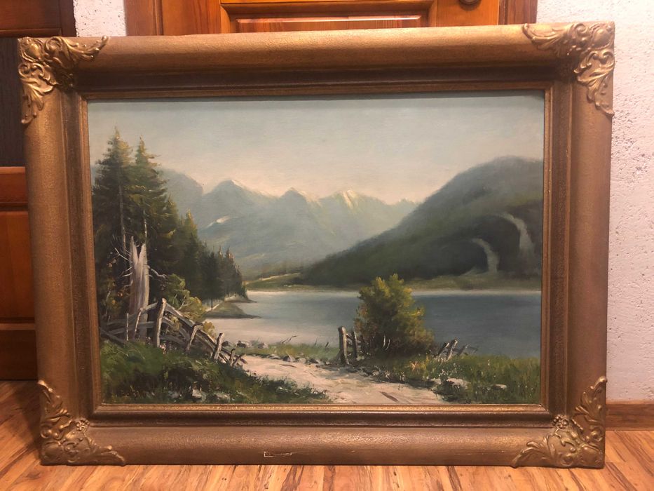 duży stary  obraz olejny