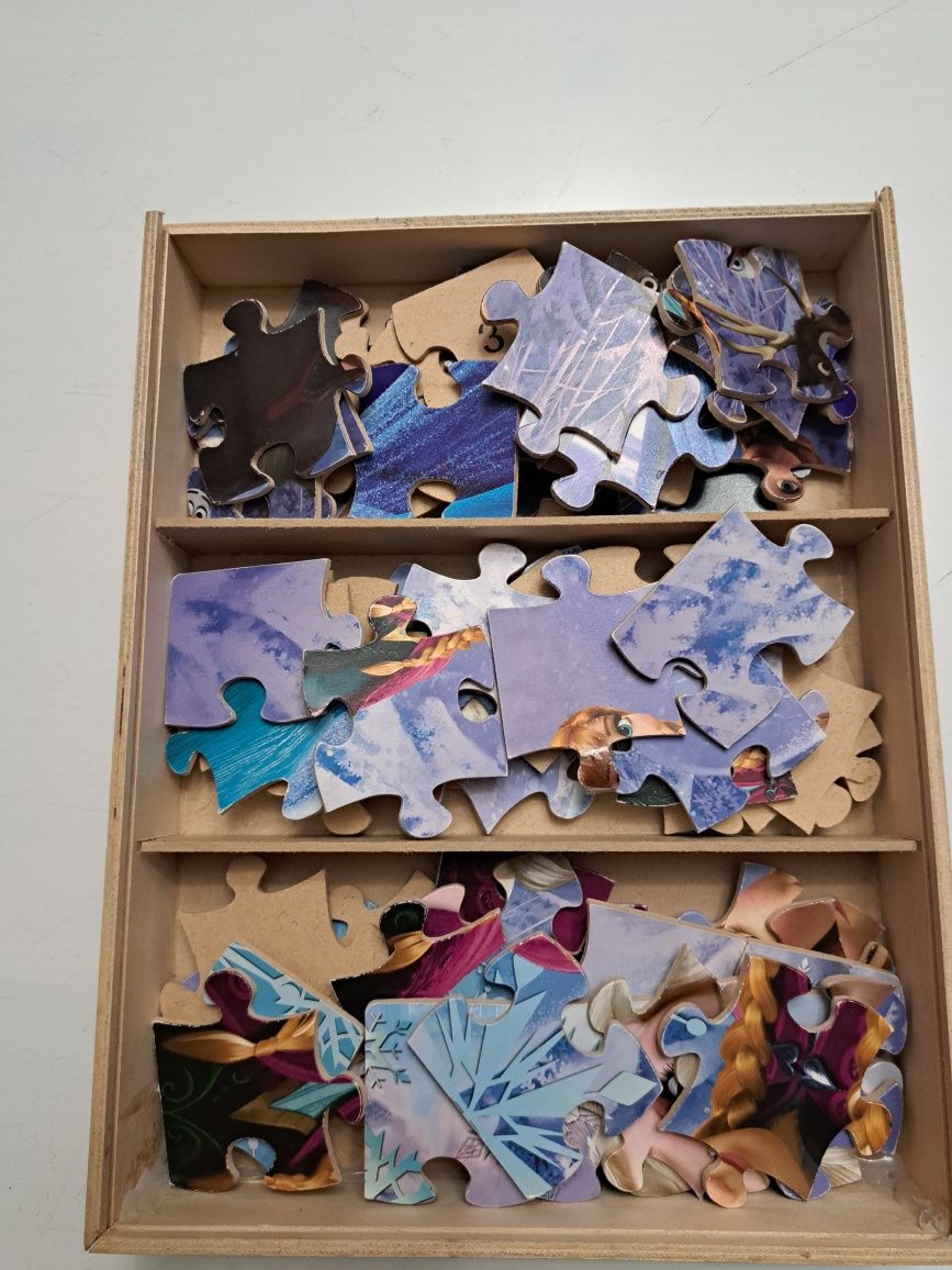 Puzzle Frozen Kraina Lodu Drewniane 3 w 1