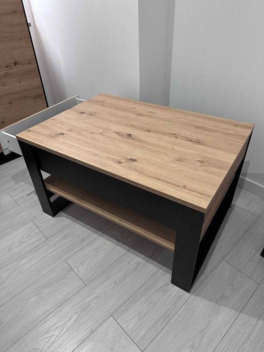 Zestaw mebli System Quant dąb artisan - czarny loft z podświetleniem