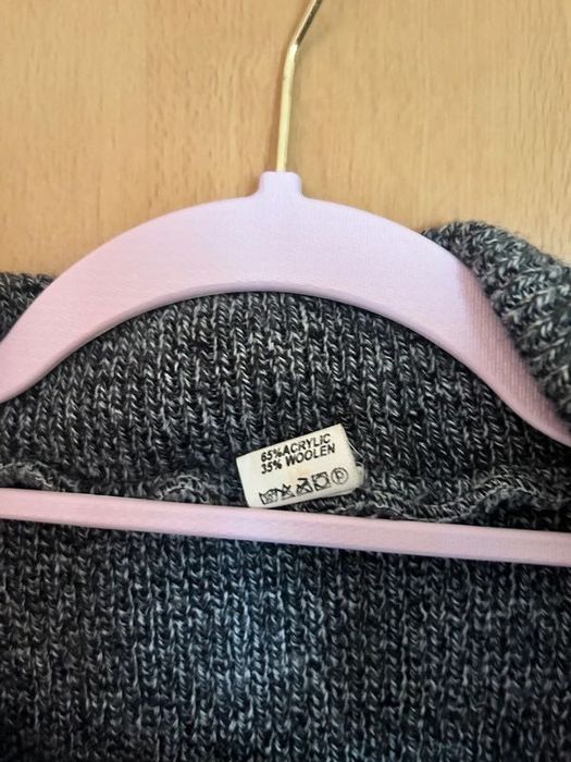 Sweter obszerny dziadkowy z wełną XXL unisex oversize grandpa style