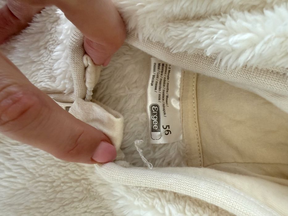 Misiowa bluza na zamek z uszkami puszysta 56-62-68cm