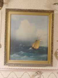 Картина пейзаж морской "Буря" Айвазовского. В центре города.