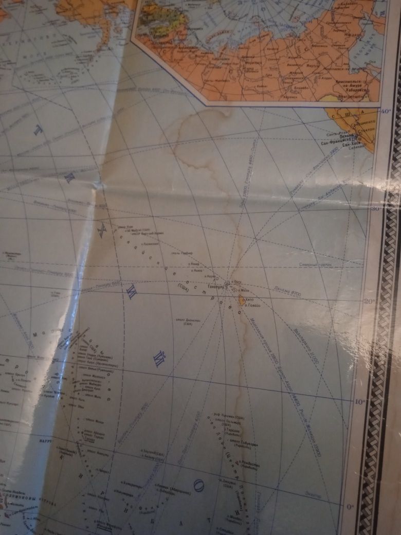 Laminowana administracyjna mapa świata ZSRR 1987