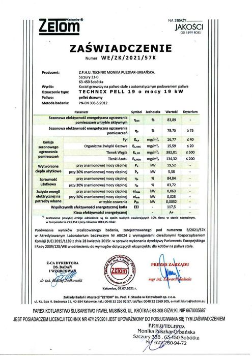 Kocioł Piec C.O. z podajnikiem Pellet 19kW 5 klasa Dotacje