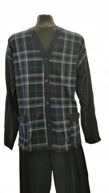 Bawełniana Rozpinana Piżama Męska Długi Rękaw 3Xl