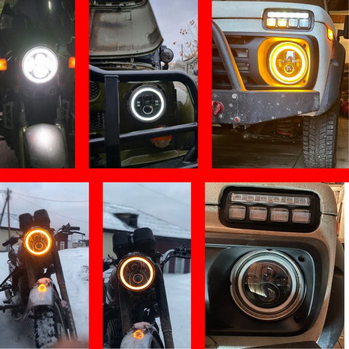 Par de Farois 7” full LED Land Rover,defender, Hummer, Wrangler, motas