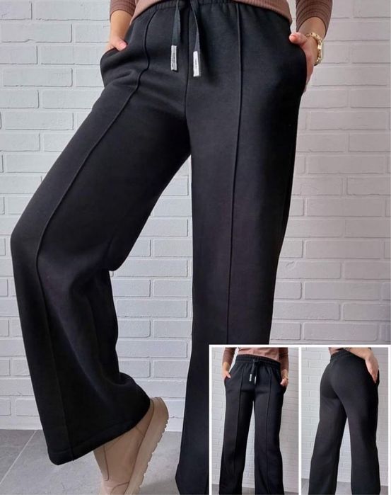 Жіночі стильні штани палаццо 42 - 48 утеплені на флісі