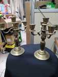 Par Candelabros castiçal de 5 lumes em latao trabalhado muito antigos