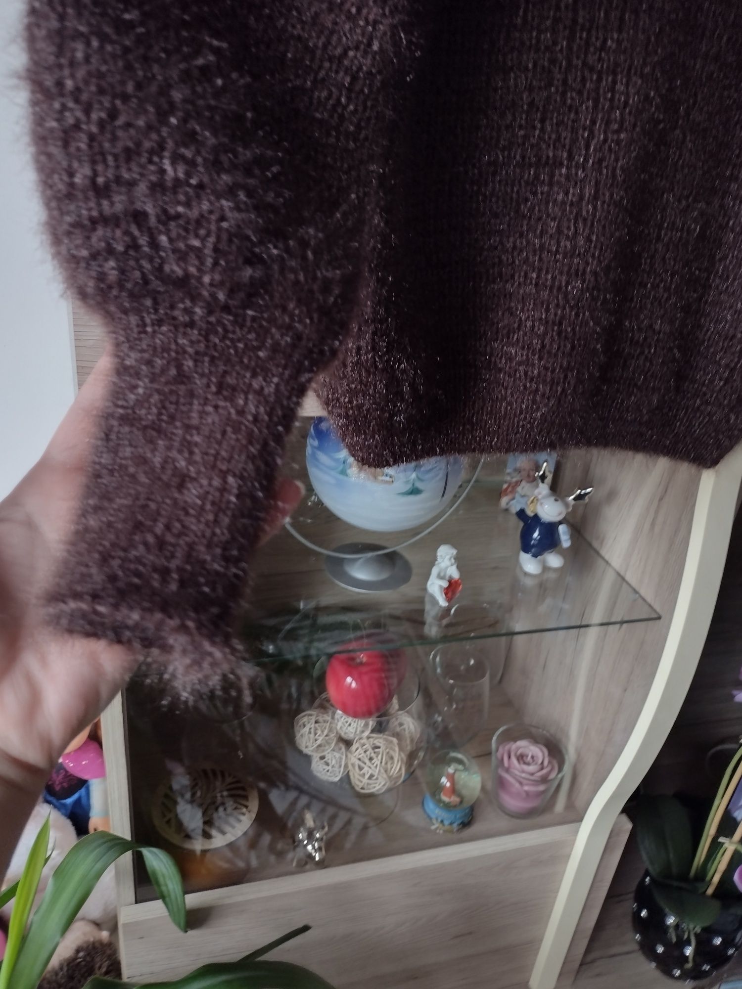 Sweter brązowy moherowy