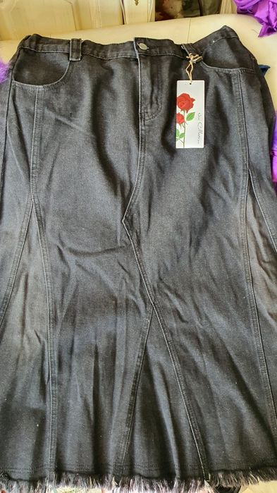 Джинсовая длинная юбка шестеклинка 48-52