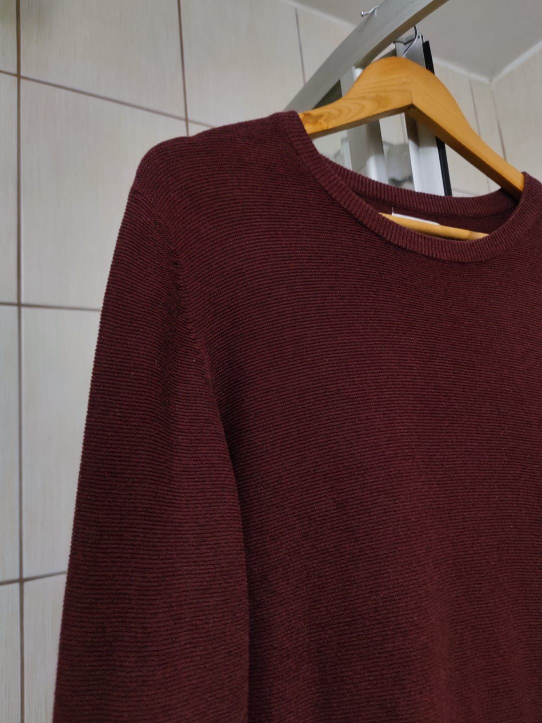 Sweter klasyczny męski L Pull&bear pull and bear white elegancki burac