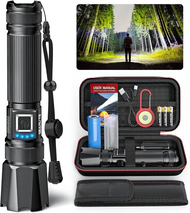 Latarka akumulatorowa LED, 30 000 lm, 4800mAh, z zoomem