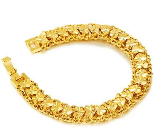 Pulseira / bracelete Corações Prata Esterlina 925 e banhada a Ouro 24K