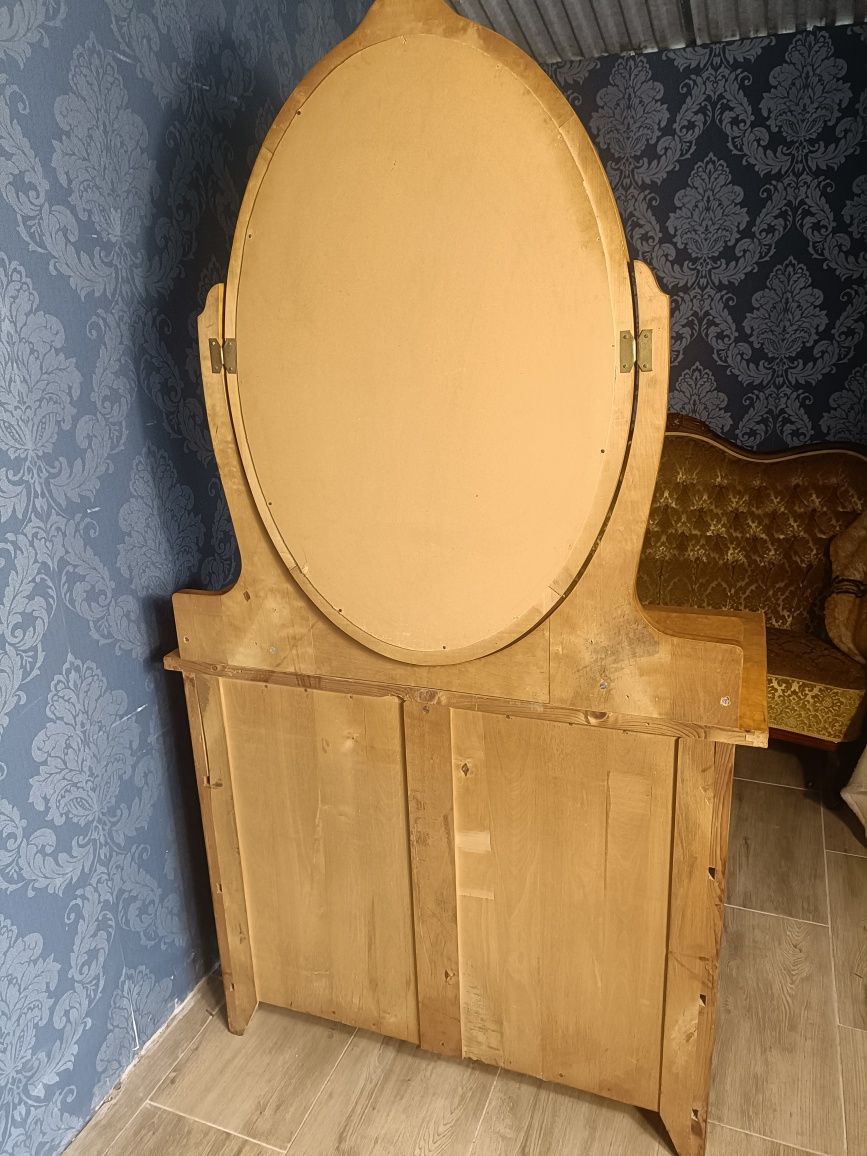 Drewniana komoda z lustrem, toaletka secesyjna antyk, transport