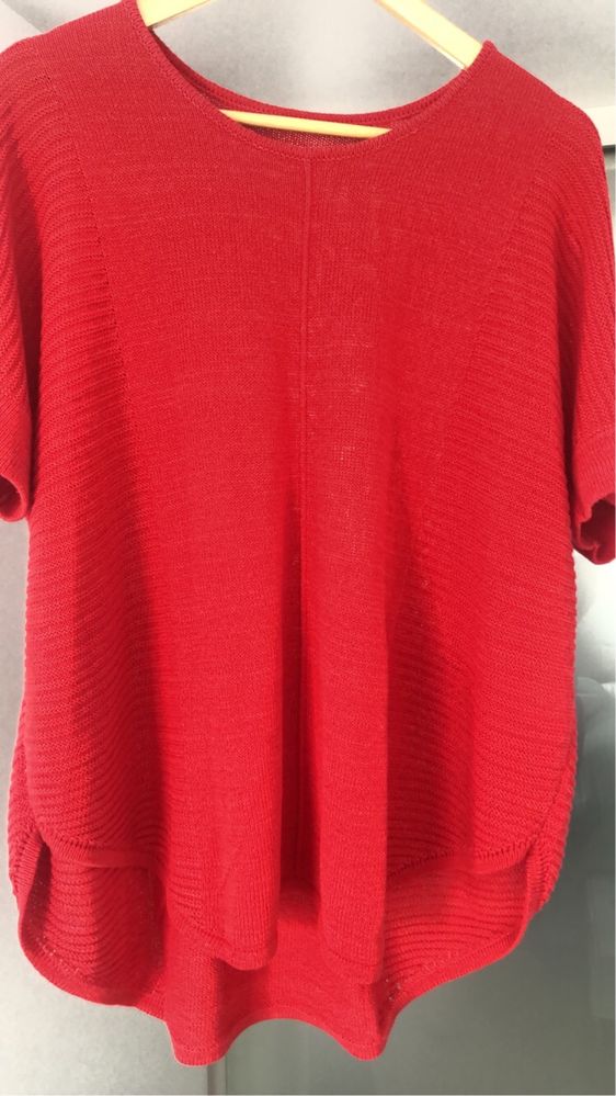 Sweter czerwony z krótkim rękawem